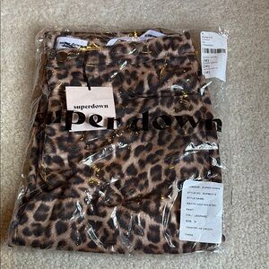 BRAND NEW! Revolve Superdown Leopard Print High-Waisted Pants - Size M